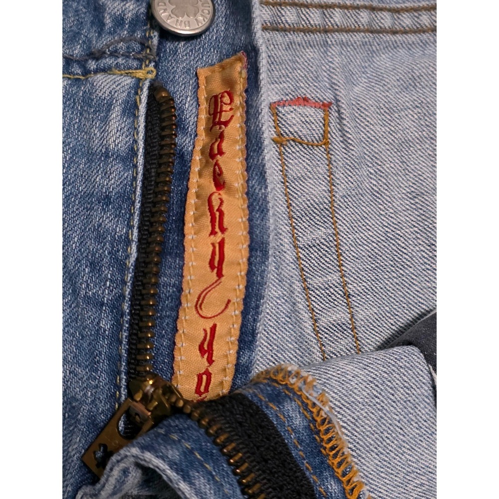 Lucky Brand Blue Jeans Womens 14/32 Light Wash Distressed Cropped Capri Wide Leg - Picture 9 of 11